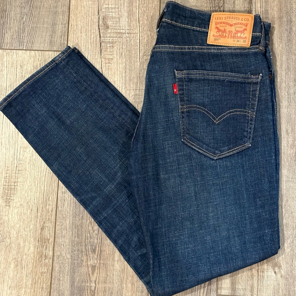 Levi's Men's Dark Blue Slim Straight Jeans Blank tag $35🔥 S.F.🇺🇸